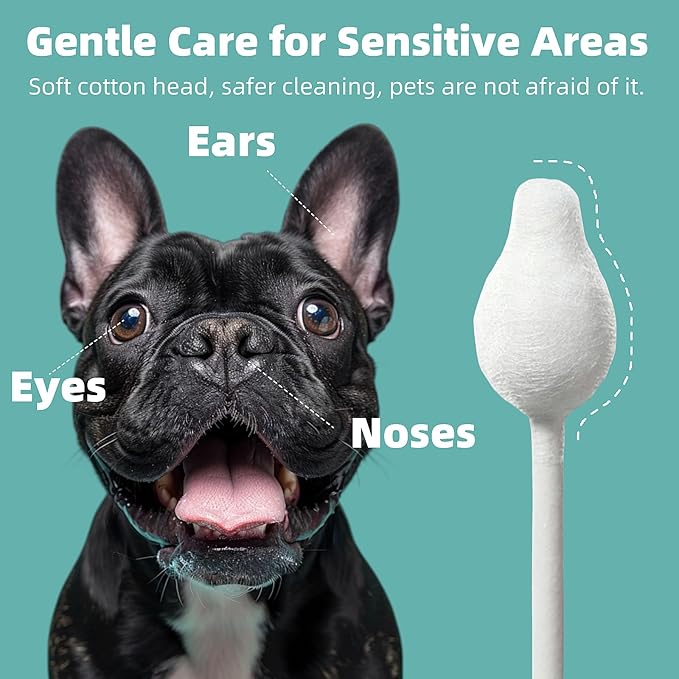 2-Pack Dog Ear Cleaning Cotton Swabs, More Reliable, Safer to Care for Pet Ears, Prevent Accidental Injuries, Suitable for Medium and Large Dogs, Dog Ear Cleaning Kit, L Size, 110 PCS