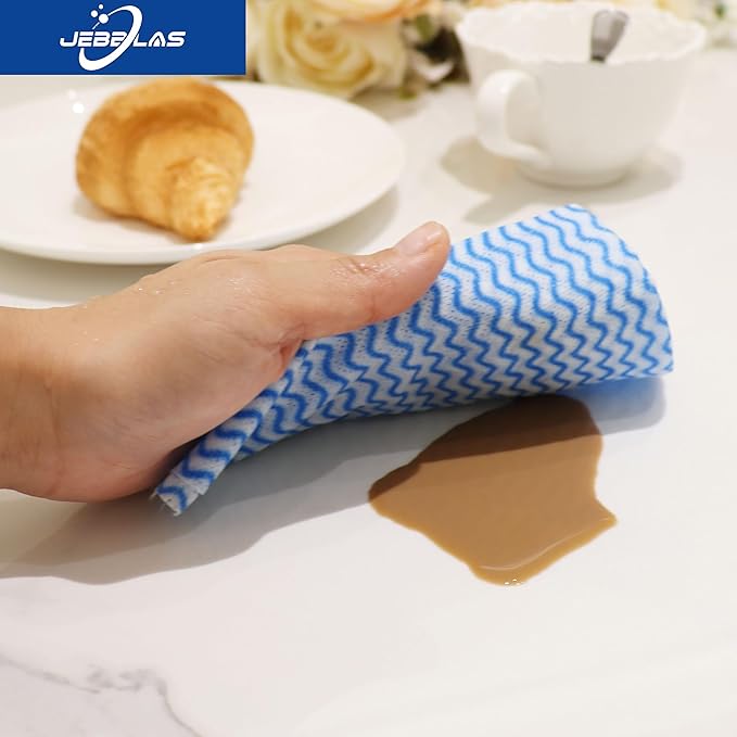 JEBBLAS 100Pcs Reusable Cleaning Cloths 11.8‘’x11.8‘’ Handi Wipes Reusable Cloths Dry Cleaning Cloths Dish Towel Dish Cloths Handy Cleaning Wipes, Blue