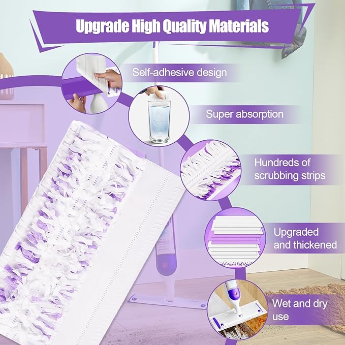 42 Pack Disposable Power Mop Pads for Swiffer PowerMop, 5X Power Mop Refills for Cleaning, 14-Layer Unscented Thickened Multi-Surface Replacement Mopping Pads Refills for Floor Cleaning