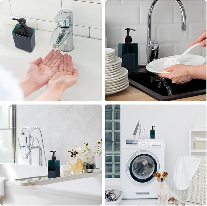 Suream 9.5oz Refillable Pump Press Bottles, Plastic Shampoo and Conditioner Dispenser, 280ml Reuable Cosmetic Empty Bottle, Bathroom Countertop Shower Dispensers for Body Wash, Hand Sanitizer, 3Pack