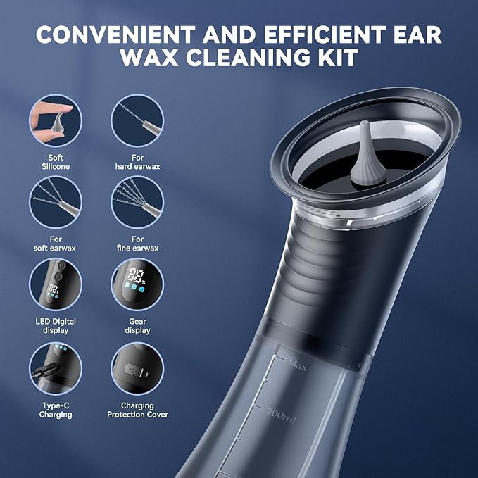 Upgraded Ear Wax Removal- Safe and Effective Ear Wax Removal Kit-Ear Cleaner Kit -with Wastewater Recovery System-HSA-FSA-Eligible