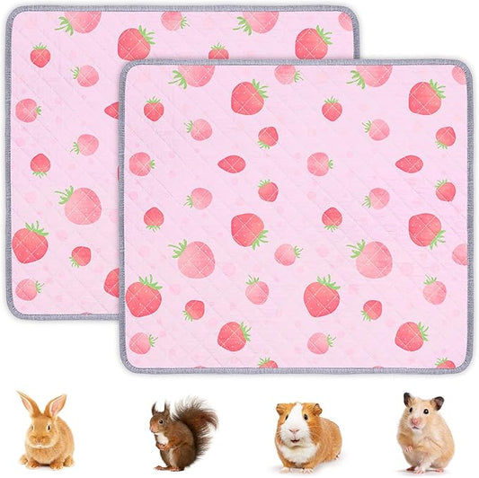 2 Pack Guinea Pig Bedding, Washable Guinea Pig Cage Liner Reusable Guinea Pig Mat Waterproof Guinea Pig Bedding for Cage, Super Absorbant Guinea Pig Pee Pads for Small Animals Hamster Rabbit Squirrel