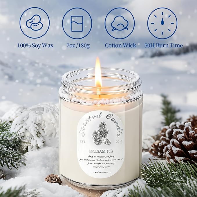 Winter Candle Gift Set, 4 Pack 28oz Soy Wax Scented Candles for Home – Cinnamon Apple, Balsam Fir, Vanilla Bean, Cedarwood & Amber – Cozy Aromatherapy Candles for Christmas, Holiday & Home Decor Gifts