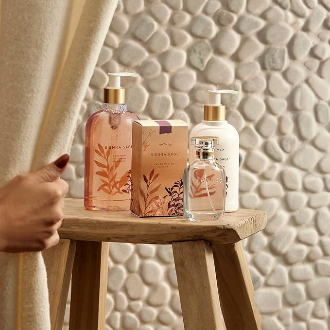 Thymes Moisturizing Hand Wash Soap with Pump - Luxury Hand Soap Gently Cleanses & Moisturizes - Skin Care with Glycerin & Calendula - Comforting, Warm Fragrance (Sienna Sage, 8.25 oz)