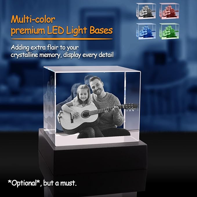 3D Crystal Photo, Personalized Gifts with Your Photo for Dad, Mom, Him, Her, Wife and Husband. Customized Picture Gift for Christmas, Birthday, Wedding, Anniversary, Memorial, Valentines Day