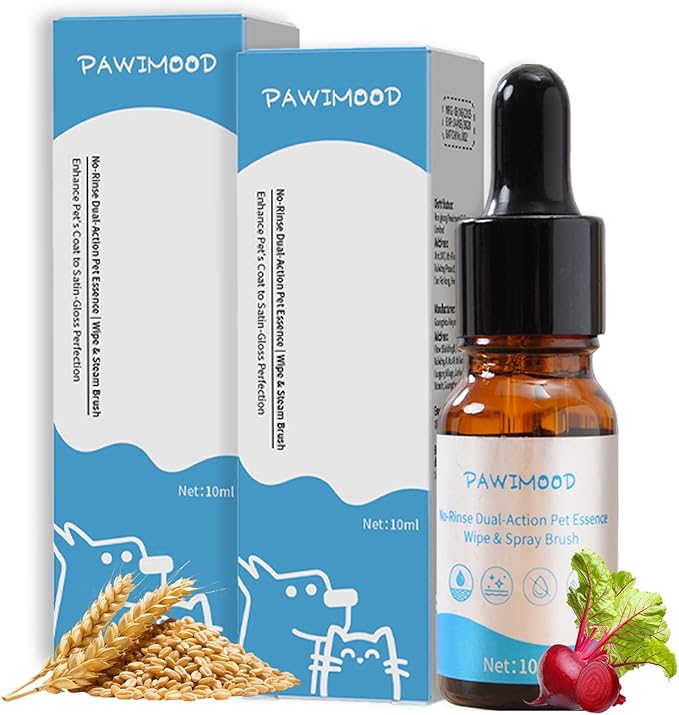 2Pcs Waterless No-Rinse Pet Shampoo Essence for Dogs & Cats, Concentrated Deodorizing Formula Neutralizes Odors & Hydrates Coat with Pomegranate Scent, for Steam Brush,0.34 oz*2