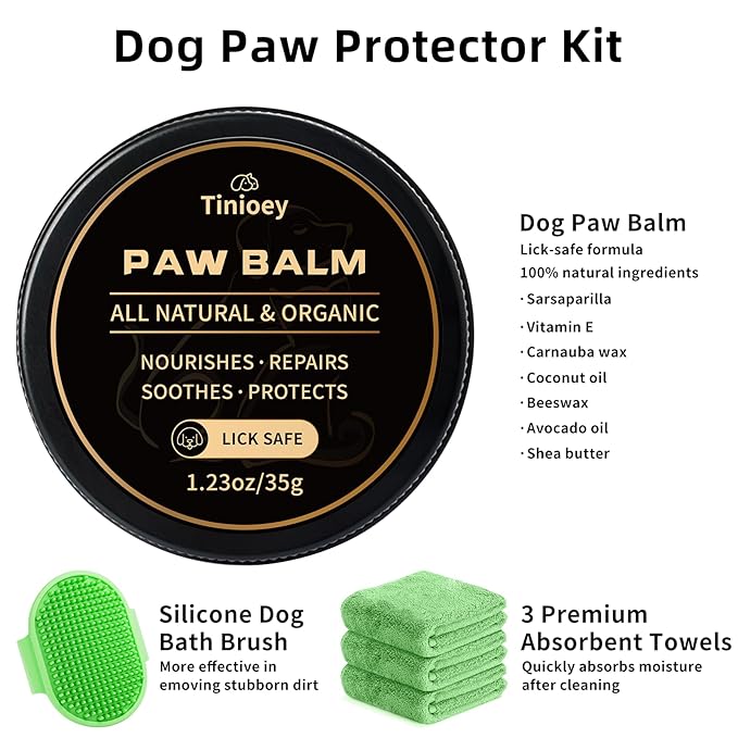 Paw Cleaner for Large Dogs with 3 Towels & Bath Brush, Muddy Foot Washer for Pets (Green)