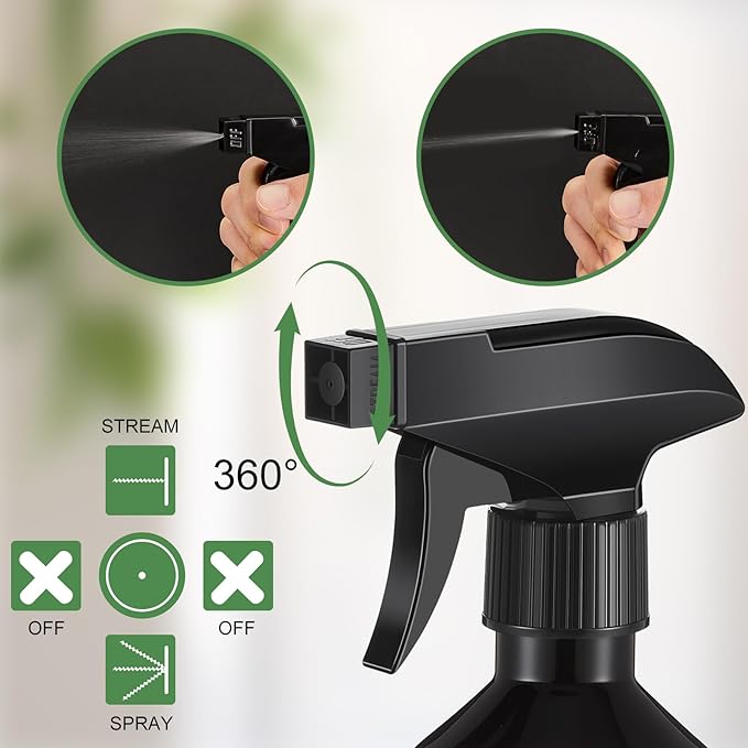 9 Pack 10oz/300ml Plastic Spray Bottle Bulk for Plant Small Spray Bottle Fine Mist Water Sprayer Upgraded Adjustable Nozzle Refillable Empty Containers for Cleaning, Hair, Cooking(Amber)