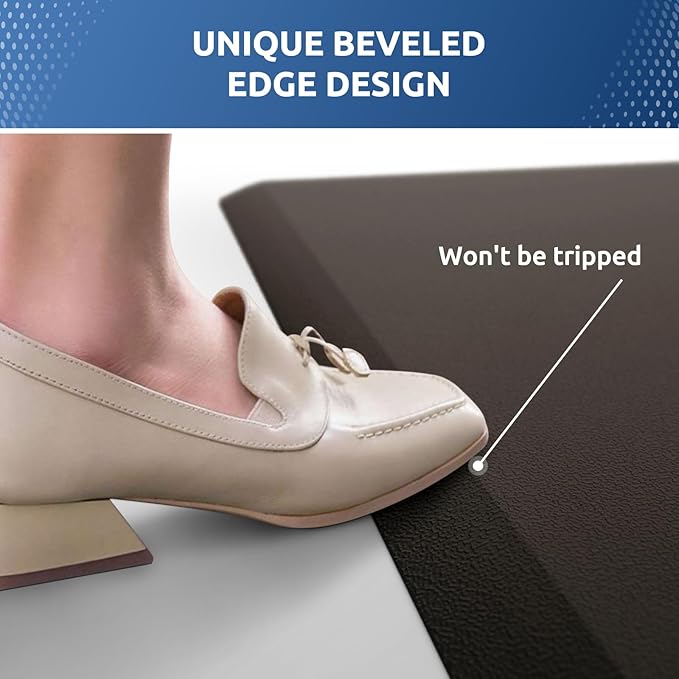 KitchenClouds Kitchen Mat Cushioned Anti Fatigue Rug 17.3"x28" Waterproof Non Slip Standing Desk Mat Comfort Floor Mats for Kitchen House Sink Office (Chocolate)