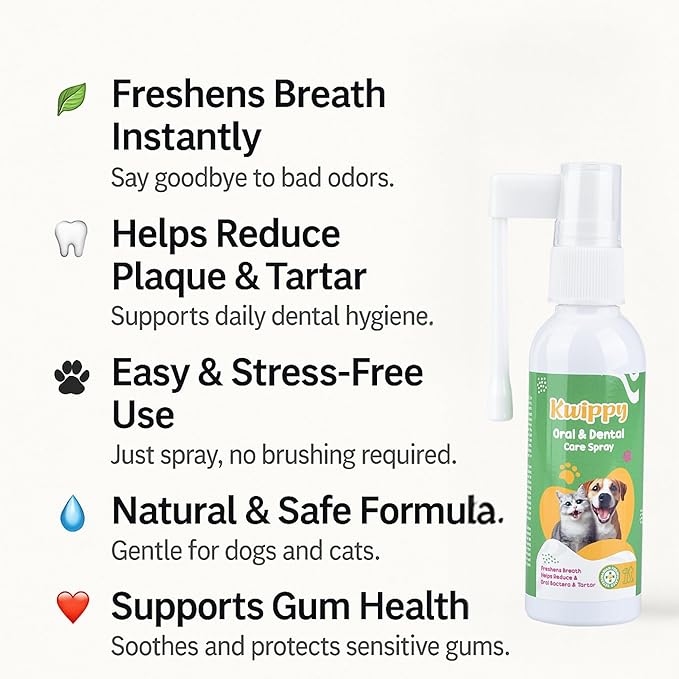 Dog Teeth Cleaning Toothpaste & Tooth Brushing Kit – Eliminate Plaque, Tartar & Bad Breath Mint Dog & Cat Breath Freshener Gel – Enzymatic Toothpaste + Finger Brush + Spray – Safe & Edible