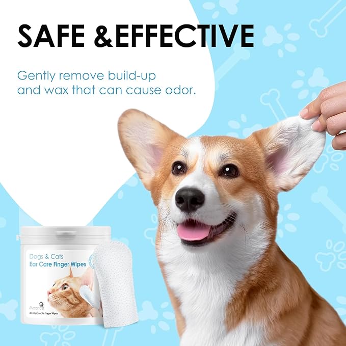 Mooncat Sensitive Cat Grooming Bundle – Waterless Foam Cat Shampoo with Detangling Brush (No Rinse, Licking Safe, Paraben-Free, 5oz) + Cat Ear Cleaner Finger Wipes for Wax Removal & Odor Control (40ct