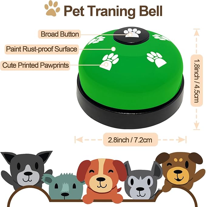 2 Pack Dog Door Bells, Dog Doorbell to go Outside Puppy Train Bell for Dogs to Ring to go Potty, Puppy Toilet Training Bell Jingle Bells for Door Knob (Green)