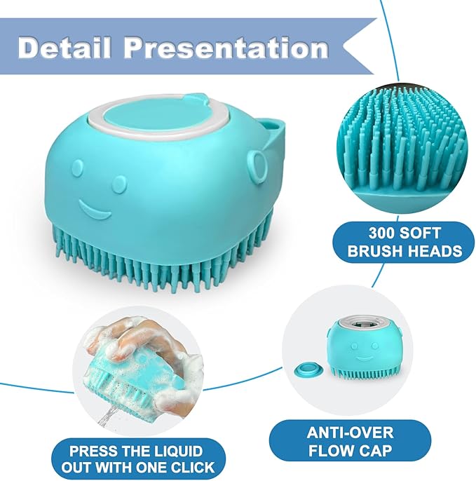 2PCS Dog Washing Gloves and Dog Shampoo Brush, Dog Bath Supplies Dog and Cat Bath Set