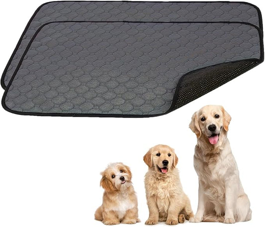 Washable Pee Pads for Dogs - 2-Pack Thick Heavy Absorbency Reusable Pee Pads Prevent Leakage Non-Slip, Waterproof Pet Training Pads for Puppy Playpen, Crate, Whelping Box, Potty Training, Grey
