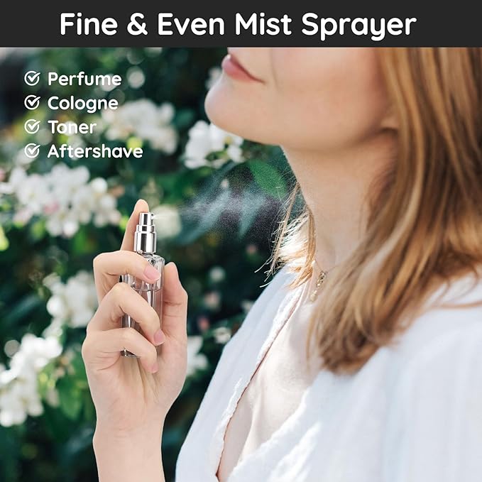 Segbeauty Empty Perfume Bottles, 20ml Travel Perfume Atomizer Refillable, 2pcs Portable Mini Cologne Spray Bottle Set Toiletries Cosmetic Fragrance Sample Dispense Pump Bottles Container for Travel