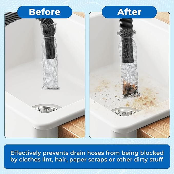 24 PCS Lint Traps, Stainless Steel Lint Catcher for Washing Machine, Pet Hair Remover for Laundry, Upgrade Traps Laundry Mesh Washer Hose Filter with 24 PCS Cable Ties