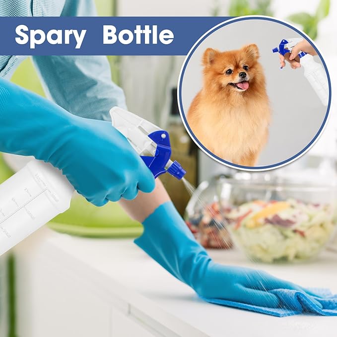 10 Pack Spray Bottles 16 oz Empty Water Spray Bottles for Cleaning Heavy Duty Refillable Squirt ‌Container with Measurements Adjustable Nozzle for Household(Blue)