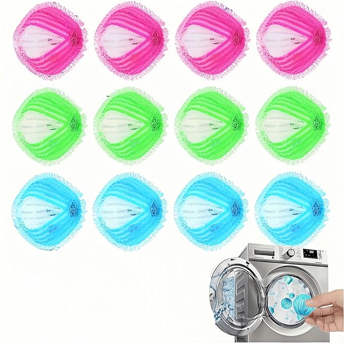 12-Pack Pet Hair Remover for Laundry, Reusable Dog & Cat Hair Catcher Balls for Washing Machine & Dryer, Lint Fur Dander Remover, Laundry Pet Hair Catcher for Clothes Bedding