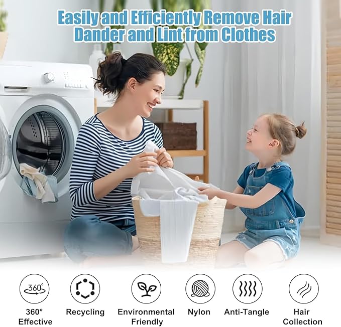 12PCS Pet Hair Remover for Laundry – Reusable Dog & Cat Hair Catcher Balls for Washer & Dryer, Lint & Fur Collector, Washing Machine Hair Remover (All)