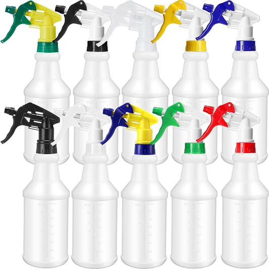 10 Pack Spray Bottles 16 oz Empty Water Spray Bottles for Cleaning Heavy Duty Refillable Squirt ‌Container with Measurements Adjustable Nozzle for Household(Colorful)