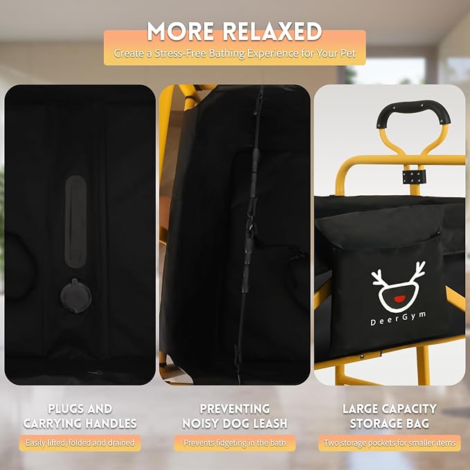 2-in-1 Dog Bathtub and Dog Stroller, Portable Dog Bath and Pet Stroller for Small and Medium Dogs (5-55 lbs) and Cats, Four-Wheel Bathing Cart with Brake