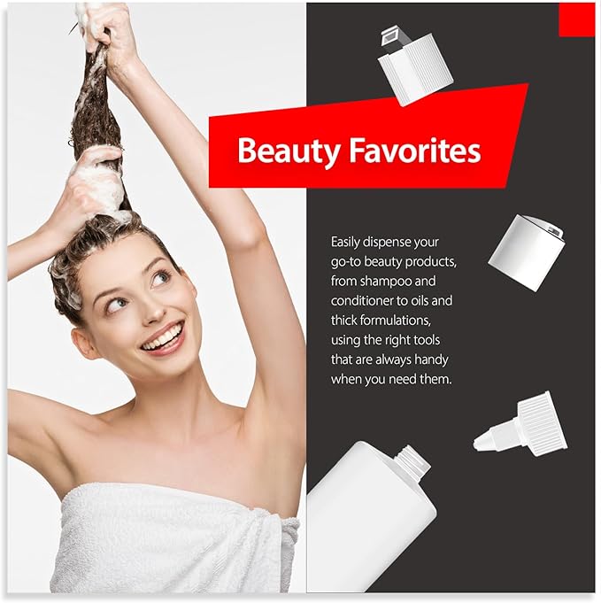 Bar5F 33.8oz 3-Pack Large HDPE Plastic Bottles with 9 Caps in 3 Styles | Pump, Squeeze, Squirt | Shampoo, Conditioner, Condiments, Ketchup, Bleach, Cleaners, Alcohol, Food Safe | BPA-Free, 1 Liter