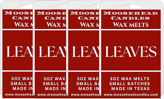 Moosehead Leaves Scented Wax Melts – 4 Pack Soy Blend Melts – Fall Autumn Home Fragrance – Cinnamon, Apple & Woodsy Notes – Long Lasting Strong Scent – Handmade in USA – Supports Animal Rescue