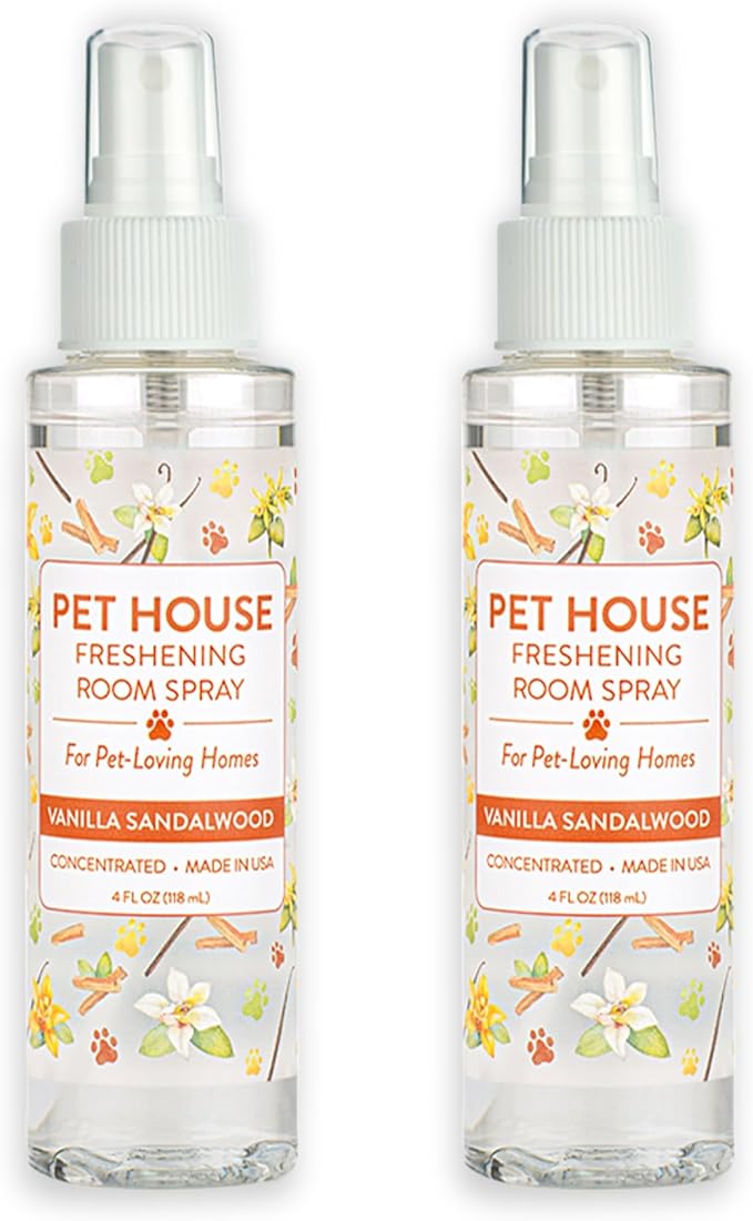 One Fur All Room Spray for Pet Odor, 4 OZ Concentrated Pet Friendly Air Freshener, Vanilla Sandalwood Pack of 2
