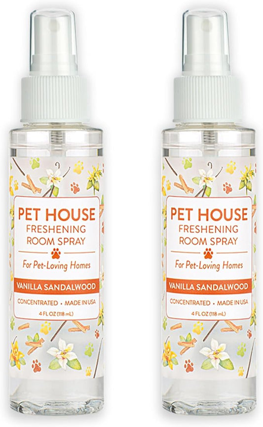 One Fur All Room Spray for Pet Odor, 4 OZ Concentrated Pet Friendly Air Freshener, Vanilla Sandalwood Pack of 2