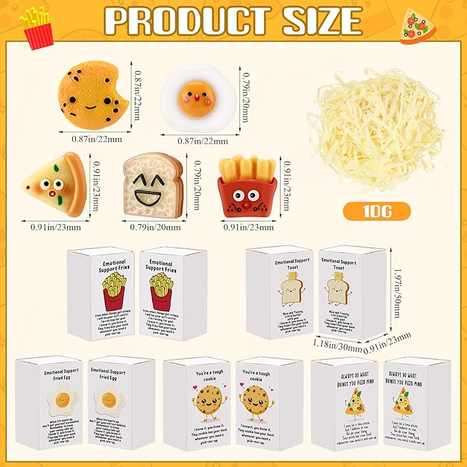 25 Set Employee Appreciation Gifts Bulk Coworkers Thank You Desk Pets Holiday Small Cute Emotional Support Resin Ornaments Card Box for Women Men Adults Office (Toast)