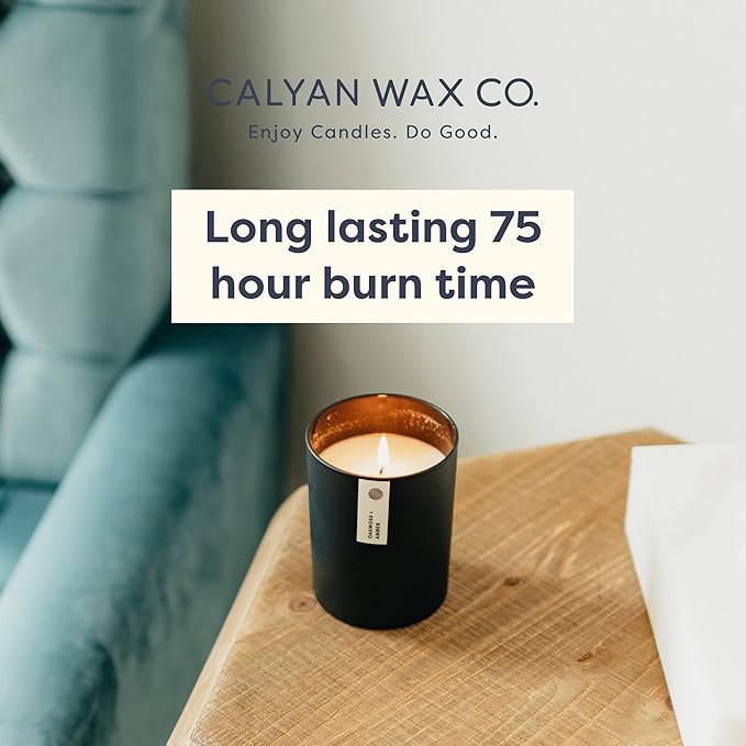 Calyan Wax Co. Soy Wax Candle, Seaside + Citrus Scented Candle, 75 Hour Burn Time, Aromatherapy Soy Candles, Non Toxic & Vegan Soy Wax, Black Tumbler Scented Candles, 13oz