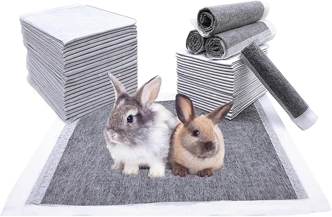 kathson Rabbit Pee Pads,Disposable Bunny Diapers Cage Liners,Super Absorbent Pet Toilet Training Pads for Guinea Pig,Hedgehogs,Hamsters,Chinchillas,Cats and Small Animals