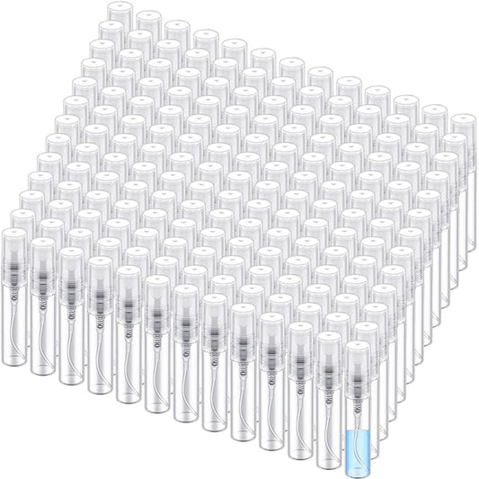 Zhehao 200 Pcs Mini Spray Bottles 5 ml Clear Glass Perfume Bottles Refillable Fine Mist Perfume Atomizer Portable Empty Sample Containers for Cleaning, Essential Oils, Travel (Clear Cap)
