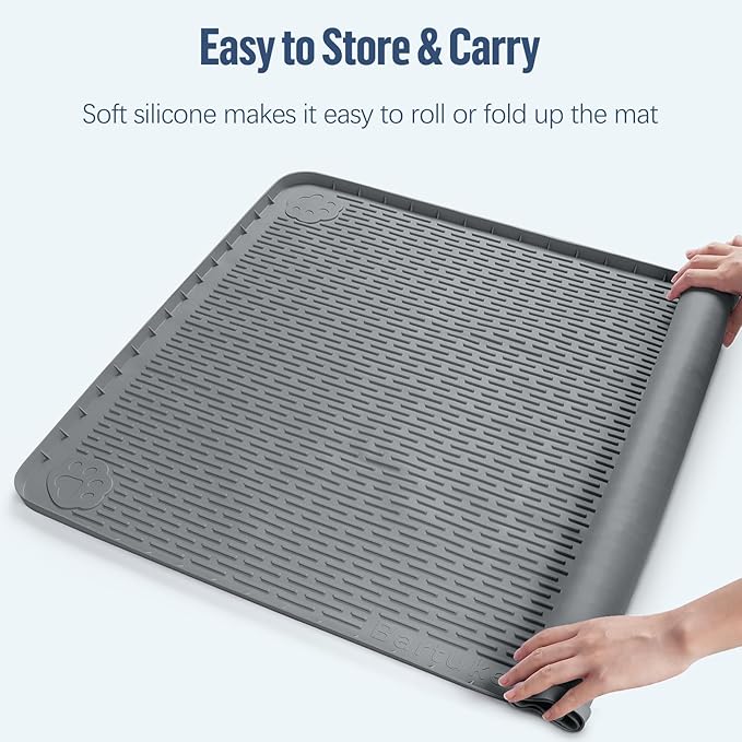 Pee Pad Holder for Dogs, 34" x 22" Silicone Pee Tray Mat Leak-Proof, High Edge, No Spill Pet Pad Holder for Puppy, Cat, Rabbit, Training Pads for Floor Protection, No Pee Pads (Dark Grey)