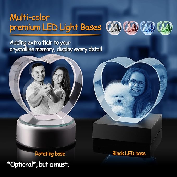 3D Crystal Photo, Personalized Gift. Custom Gifts for Dad and Mom, Him, Her, Wife and Husband. Custom Picture Gifts for Fathers Day, Anniversary, Birthday. Picture Gift for Pet Lovers