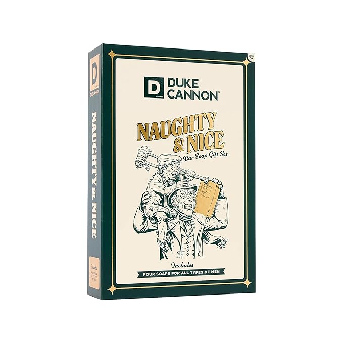 Duke Cannon Men’s Holiday Soap Gift Set – Lump of Coal 10 oz Bar + 3 Junior Bars (American Bourbon, Sawtooth, Midnight Swim) – Christmas Gift, Stocking Stuffer, Grooming Set for Men