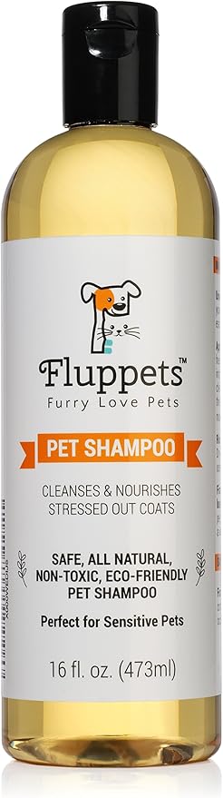 Certified Organic Pet Shampoo Natural Hypoallergenic Non Toxic For Sensitive Itchy Skin For Dogs, Cats, Puppies, Guinea Pigs and Rabbits. Concentrated Formula 16 Ounce