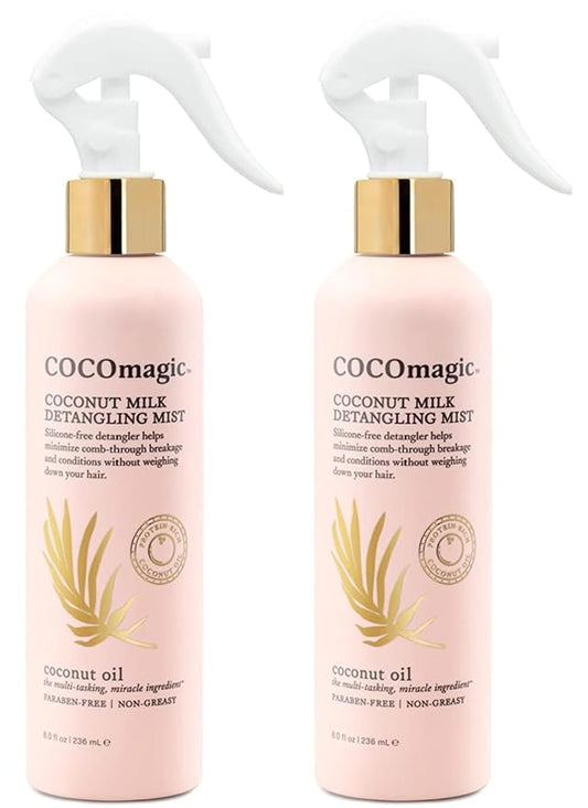 Cocomagic Coconut Milk Detangling Mist | Extra Moisturizing Leave-in Detangler | Restore Vibrancy and Boost Shine | Non-Greasy Formula | Paraben Free, Cruelty Free, Made in USA (8 oz, 2 Pack)