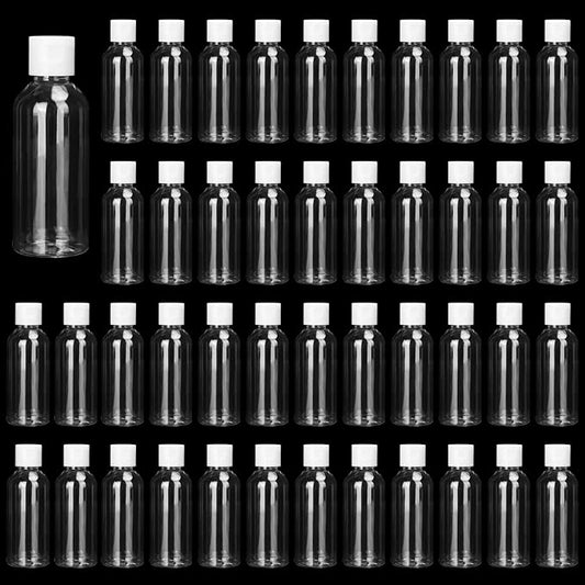 100 Pack 2 oz Plastic Bottles with Caps, Clear Empty Bottles, flip top Bottles for Lotion and Shampoo, Travel-Friendly Bottles, BPA-Free for Liquids and Personal Care