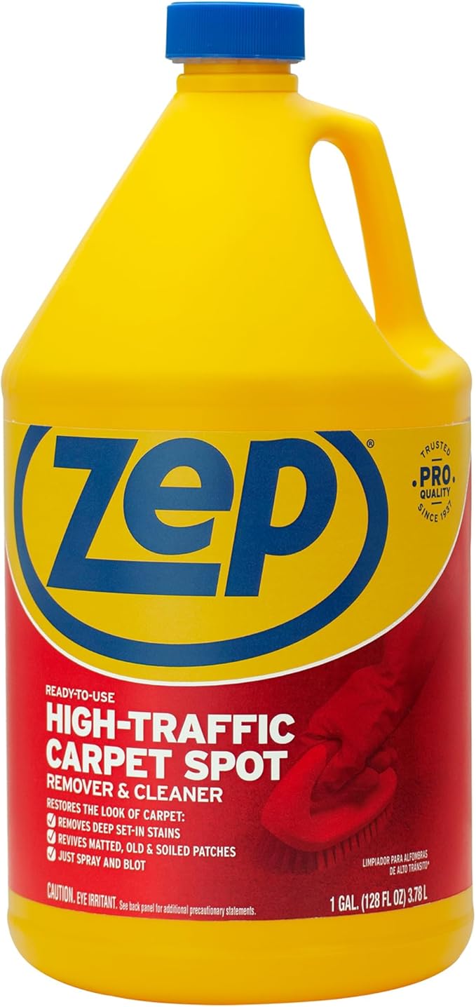 Zep High Traffic Carpet Cleaner - 1 Gallon (Case of 4) ZUHTC128 - Penetrating Formula Removes Deep Stains. Make High-Traffic Areas Look New Again
