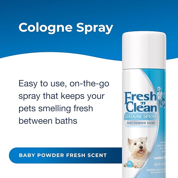 PetAg Fresh ’n Clean Cologne Spray - Baby Powder Scent - 6 oz, Pack of 2 - Controls Odor & Keeps Dogs Smelling Fresh