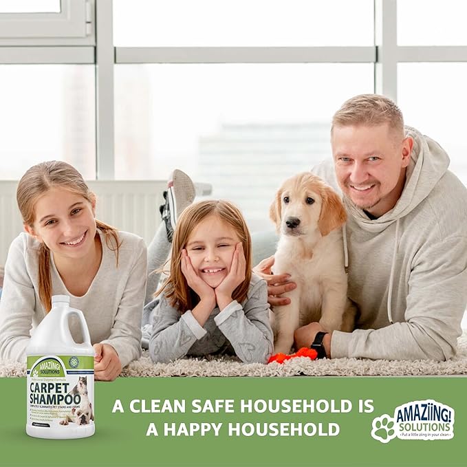 Pet Carpet Shampoo - Carpet Cleaner Solution for Carpet Cleaner Machine, Urine Smell & Stain Remover, Pet Urine Enzyme Cleaner, Carpet Shampoo Solution, Carpet Shampooer, 1 Gallon