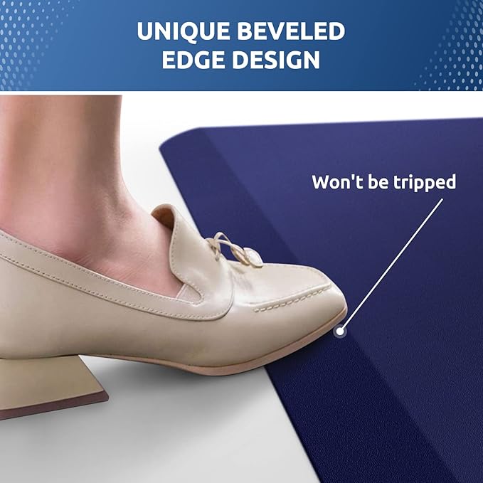 KitchenClouds Kitchen Mat Cushioned Anti Fatigue Kitchen Rug 0.8inch Waterproof Non Slip Kitchen Rugs and Mats Standing Desk Mat Comfort Floor Mats for Kitchen Sink Office (17.3"x28", Blue)