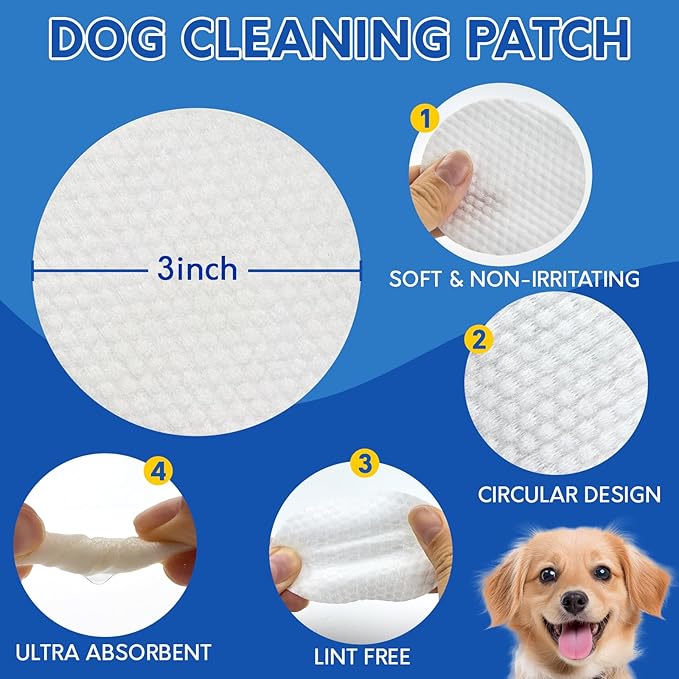 150 Long Cotton Swabs and 200 Lint-Free Cleaning Wipes, Highly Absorbent Dog Ear Cleaning Kit in Storage Box, Compatible with Dog Ear Cleaners, Large Cotton Head Swabs Design for Daily Puppy/Cat care