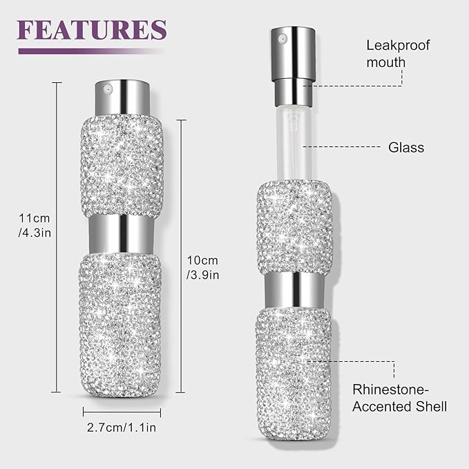 Portable 8ML Perfume Travel Refillable Bottle, Travel Size Perfume Refill Atomizer Bottle,Mini Spray Bottle Empty for Refill(2pc)