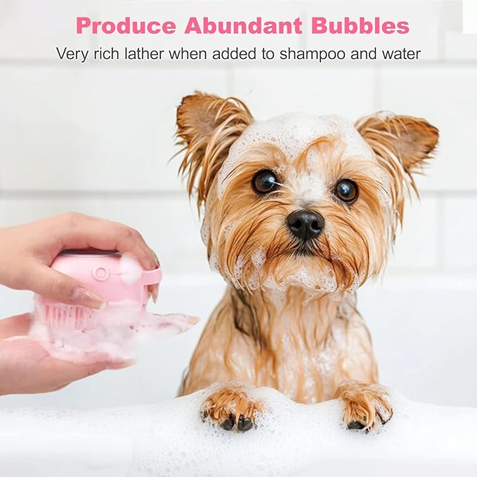 2 Piece Pink Dog Bath Supplies with Dog Brush and Shampoo Brush