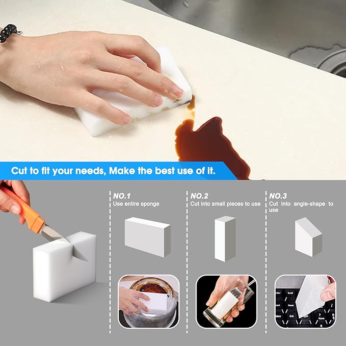 10Pack Melamine Sponges for Multi-Purpose Cleaning - Tough, Durable Magic Sponge Erasers for Use on Sinks, Kitchen, Bathrooms, Walls, Floors, Bathtubs, Shoes, Furniture, Cars - Won't Rip Easily.