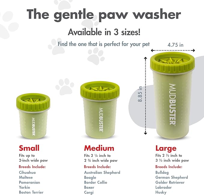 Dexas MudBuster Portable Dog Paw Cleaner, Green Large Paw Cleaning Solution for Premium Pet Supplies