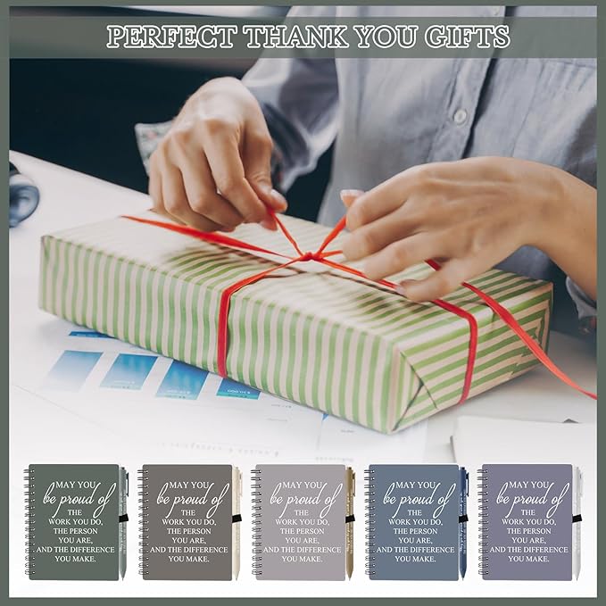 Honoson 50 Sets/100 Pcs Medical Assistant Employee Appreciation Gifts May You Be Proud The Work Notebook with Ballpoint Pen Inspirational Journals Bulk Thank You Gifts for Team Coworker (Chic Color)