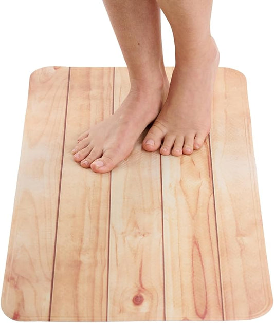 ENKOSI Bath Mat for Tub and Shower Floors - Non Slip Shower Mat – Anti Slip Bathtub Mat with Strong Suction Cup Grip – Soft, Wood Design Bathroom Mat for Inside Bath and Showers (28x16 Wood Teak)